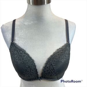 Aerie Hailey Grey Padded‎ Lace Overlay Bra Size 34D